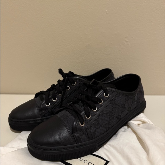 Gucci Black Monogram Sneakers - Picture 1 of 9